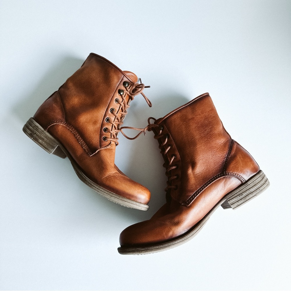 Maison Bulle Lace Up Full Leather Boot Cognac Brown - Size 37 - Picture 4 of 7